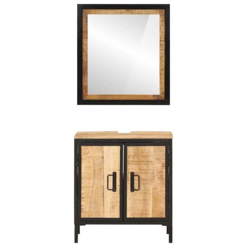 Ensemble de meubles salle de bain 2 pcs fer et bois de manguier - Photo n°3; ?>