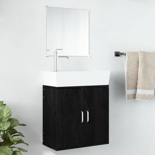 Ensemble de meubles salle de bain 2 pcs noir bois d'ingénierie - Photo n°2; ?>