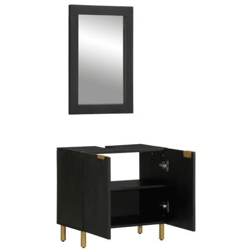 Ensemble de meubles salle de bain 2 pcs noir bois d'ingénierie - Photo n°2; ?>