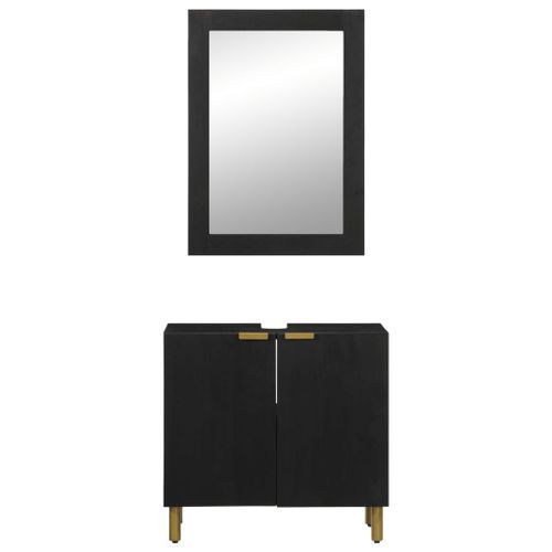 Ensemble de meubles salle de bain 2 pcs noir bois d'ingénierie - Photo n°3; ?>