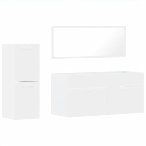 Ensemble de meubles salle de bain 3 pcs blanc bois d'ingénierie - Photo n°2; ?>