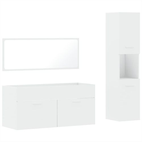 Ensemble de meubles salle de bain 3 pcs blanc bois d'ingénierie - Photo n°2; ?>