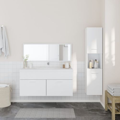 Ensemble de meubles salle de bain 3 pcs blanc bois d'ingénierie - Photo n°3; ?>