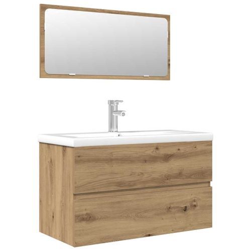 Ensemble de meubles salle de bain 3 pcs bois d'ingénierie - Photo n°2; ?>