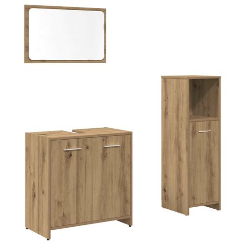 Ensemble de meubles salle de bain 3 pcs bois d'ingénierie - Photo n°2; ?>