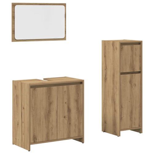 Ensemble de meubles salle de bain 3 pcs bois d'ingénierie - Photo n°2; ?>