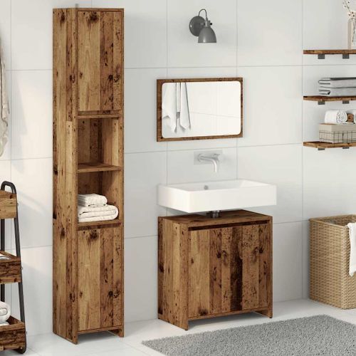 Ensemble de meubles salle de bain 3 pcs bois d'ingénierie - Photo n°3; ?>