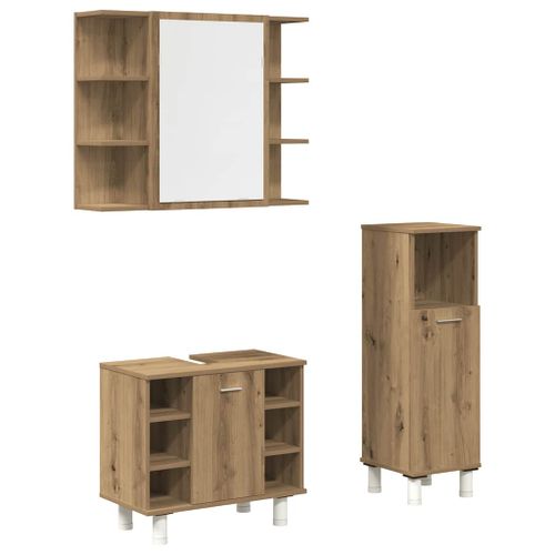 Ensemble de meubles salle de bain 3 pcs bois d'ingénierie - Photo n°2; ?>