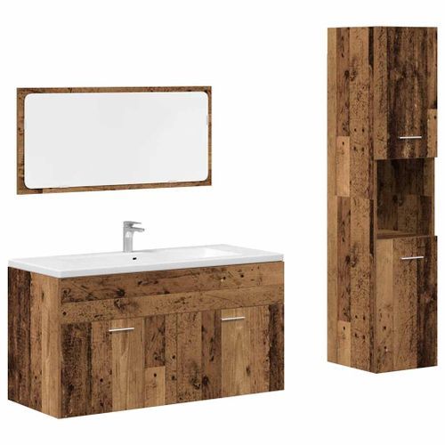 Ensemble de meubles salle de bain 3 pcs bois d'ingénierie - Photo n°2; ?>