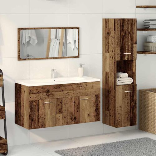 Ensemble de meubles salle de bain 3 pcs bois d'ingénierie - Photo n°3; ?>