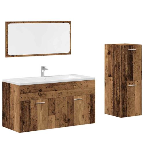 Ensemble de meubles salle de bain 3 pcs bois d'ingénierie - Photo n°2; ?>