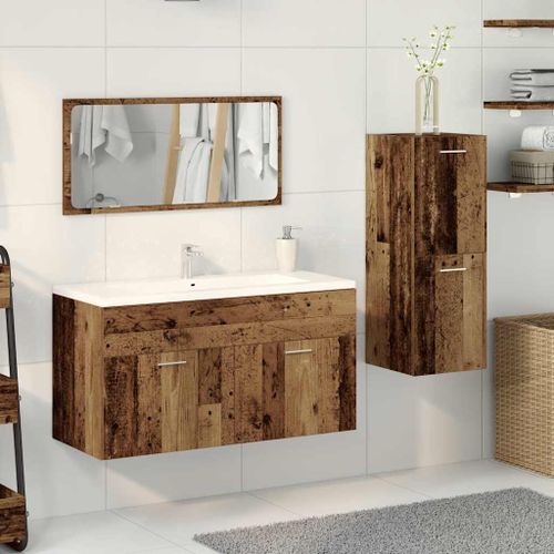 Ensemble de meubles salle de bain 3 pcs bois d'ingénierie - Photo n°3; ?>