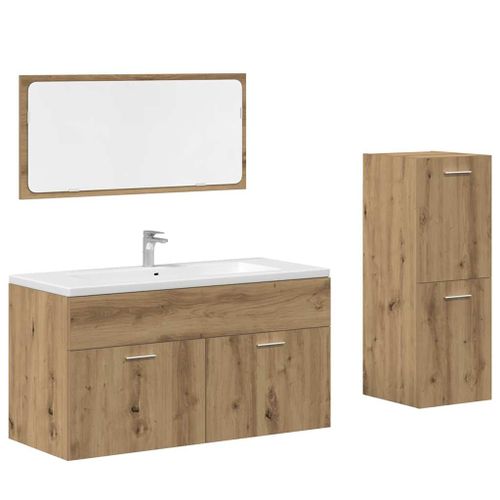 Ensemble de meubles salle de bain 3 pcs bois d'ingénierie - Photo n°2; ?>