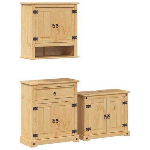 Ensemble de meubles salle de bain 3 pcs Corona bois pin massif - Photo n°2; ?>