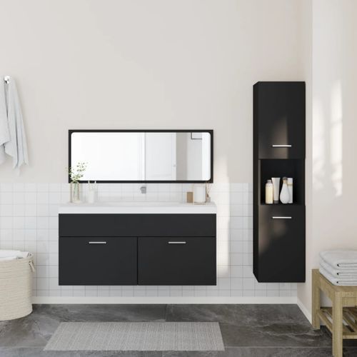 Ensemble de meubles salle de bain 3 pcs noir bois d'ingénierie - Photo n°3; ?>