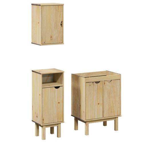 Ensemble de meubles salle de bain 3 pcs OTTA bois de pin massif - Photo n°2; ?>