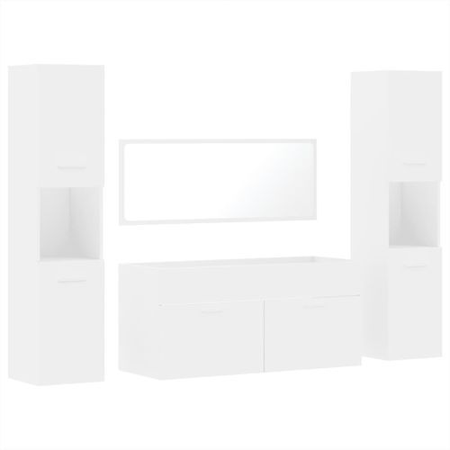 Ensemble de meubles salle de bain 4 pcs blanc bois d'ingénierie - Photo n°2; ?>