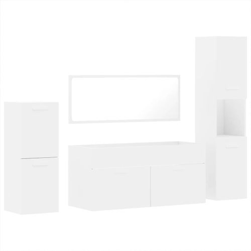 Ensemble de meubles salle de bain 4 pcs blanc bois d'ingénierie - Photo n°2; ?>