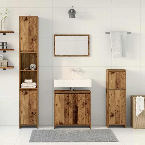 Ensemble de meubles salle de bain 4 pcs bois d'ingénierie - Photo n°3; ?>