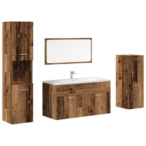 Ensemble de meubles salle de bain 4 pcs bois d'ingénierie - Photo n°2; ?>