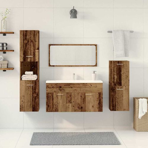 Ensemble de meubles salle de bain 4 pcs bois d'ingénierie - Photo n°3; ?>