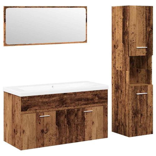 Ensemble de meubles salle de bain 4 pcs bois d'ingénierie - Photo n°2; ?>