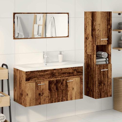 Ensemble de meubles salle de bain 4 pcs bois d'ingénierie - Photo n°3; ?>