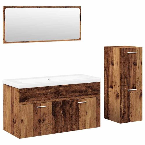 Ensemble de meubles salle de bain 4 pcs bois d'ingénierie - Photo n°2; ?>