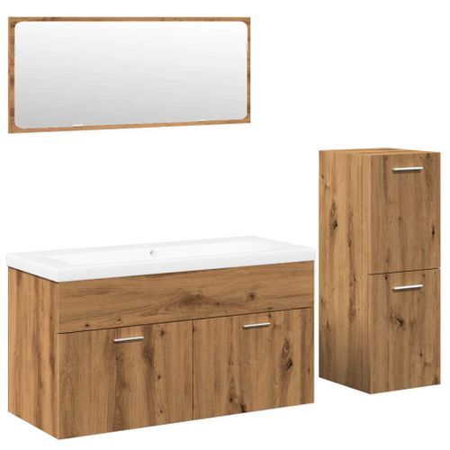 Ensemble de meubles salle de bain 4 pcs bois d'ingénierie - Photo n°2; ?>