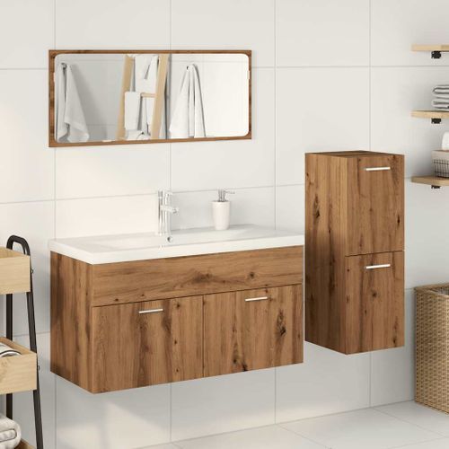 Ensemble de meubles salle de bain 4 pcs bois d'ingénierie - Photo n°3; ?>