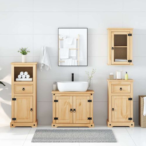 Ensemble de meubles salle de bain 4 pcs Corona bois pin massif - Photo n°3; ?>