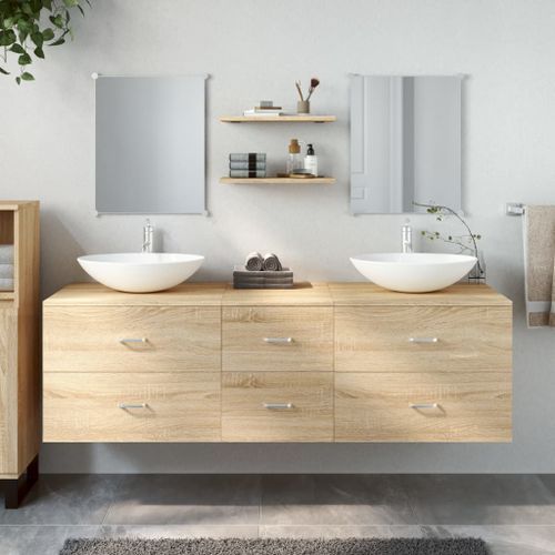 Ensemble de meubles salle de bain 5 pcs chêne bois d'ingénierie - Photo n°2; ?>