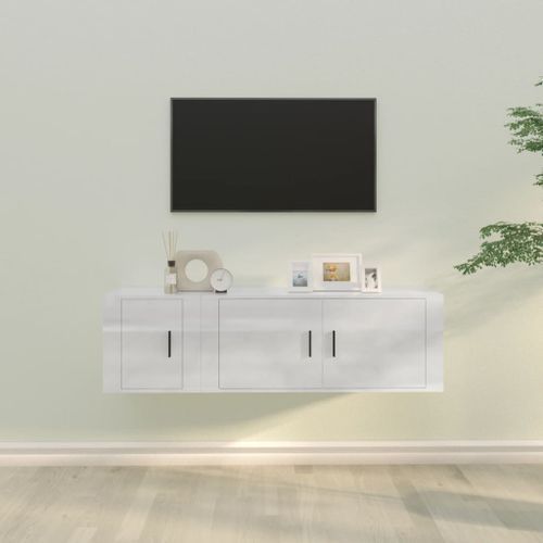 Ensemble de meubles TV 2 pcs blanc brillant bois d'ingénierie - Photo n°2; ?>