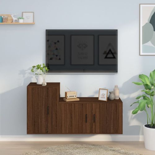 Ensemble de meubles TV 2 pcs Chêne marron Bois d'ingénierie - Photo n°2; ?>