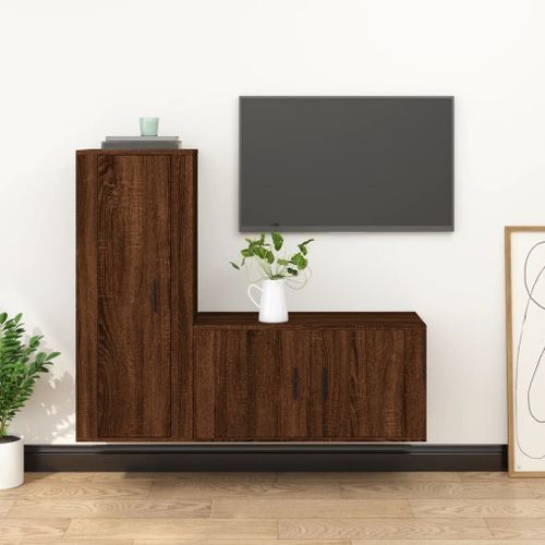 Ensemble de meubles TV 2 pcs Chêne marron Bois d'ingénierie - Photo n°2; ?>