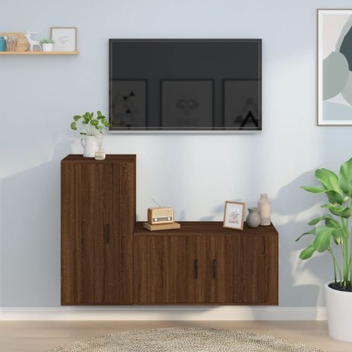 Ensemble de meubles TV 2 pcs Chêne marron Bois d'ingénierie - Photo n°2; ?>