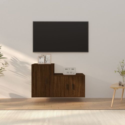 Ensemble de meubles TV 2 pcs Chêne marron Bois d'ingénierie - Photo n°2; ?>