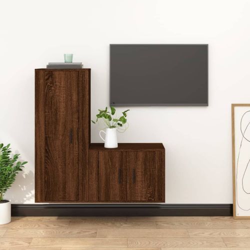 Ensemble de meubles TV 2 pcs Chêne marron Bois d'ingénierie - Photo n°2; ?>