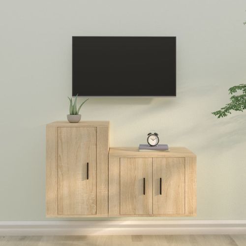 Ensemble de meubles TV 2 pcs chêne sonoma bois d'ingénierie - Photo n°2; ?>