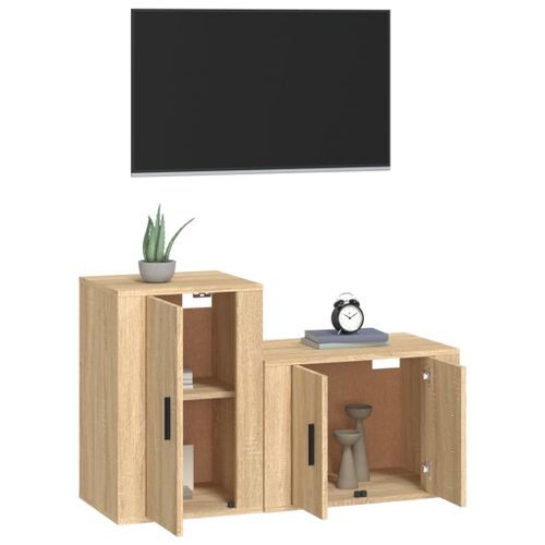 Ensemble de meubles TV 2 pcs chêne sonoma bois d'ingénierie - Photo n°3; ?>