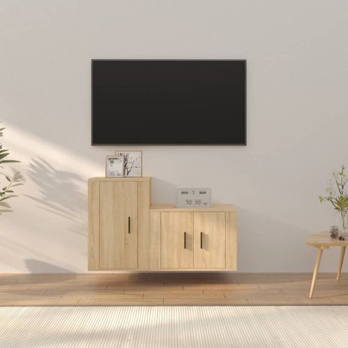 Ensemble de meubles TV 2 pcs chêne sonoma bois d'ingénierie - Photo n°2; ?>