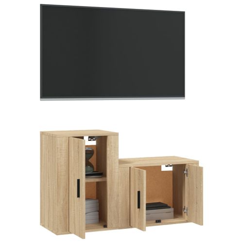 Ensemble de meubles TV 2 pcs chêne sonoma bois d'ingénierie - Photo n°3; ?>