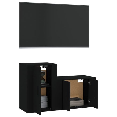 Ensemble de meubles TV 2 pcs noir bois d'ingénierie - Photo n°3; ?>