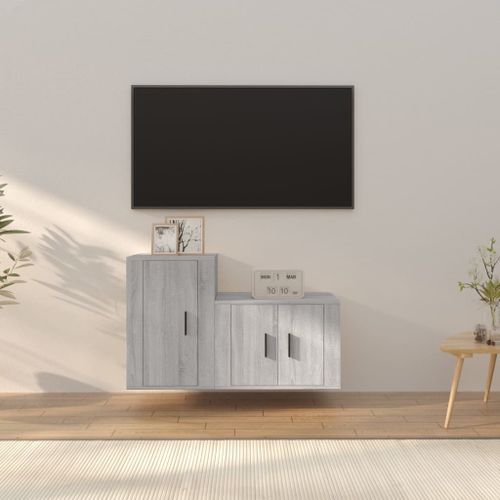 Ensemble de meubles TV 2 pcs Sonoma gris Bois d'ingénierie - Photo n°2; ?>