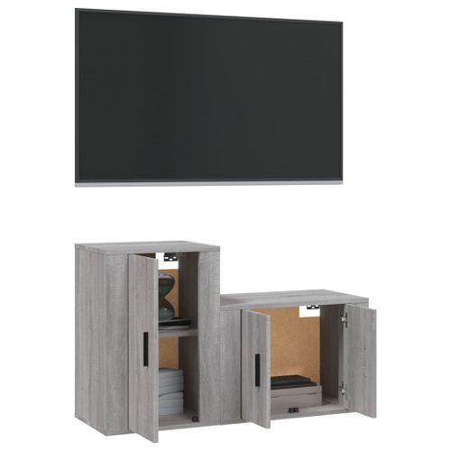 Ensemble de meubles TV 2 pcs Sonoma gris Bois d'ingénierie - Photo n°3; ?>