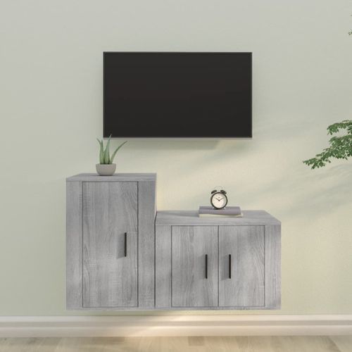 Ensemble de meubles TV 2 pcs Sonoma gris Bois d'ingénierie - Photo n°2; ?>