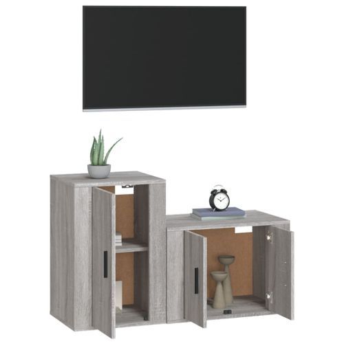 Ensemble de meubles TV 2 pcs Sonoma gris Bois d'ingénierie - Photo n°3; ?>