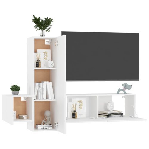 Ensemble de meubles TV 3 pcs Blanc 6 - Photo n°3; ?>