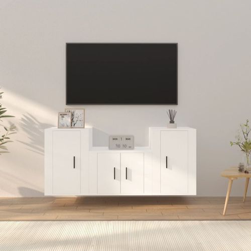 Ensemble de meubles TV 3 pcs Blanc Bois d'ingénierie - Photo n°2; ?>