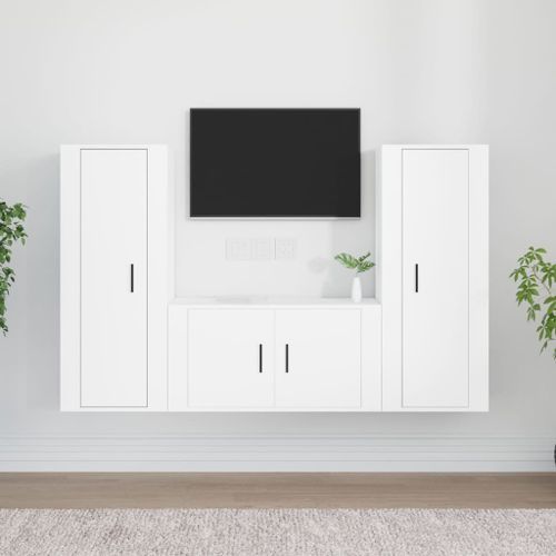 Ensemble de meubles TV 3 pcs Blanc Bois d'ingénierie - Photo n°2; ?>